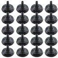 Set of 20 black plastic table flag pole bases with ridged conical design