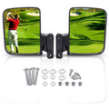 No-drill golf cart side mirror pair with mounting hardware and bracket plates