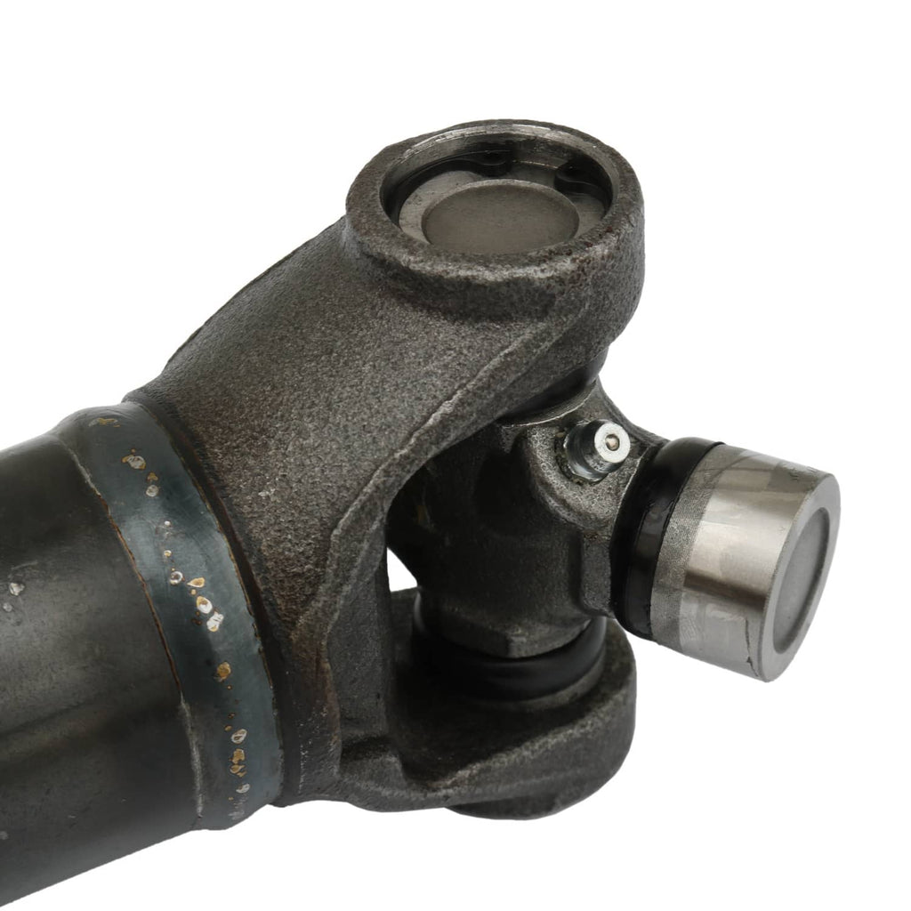 Front prop drive shaft yoke joint with rubber boot and silver bearing housing