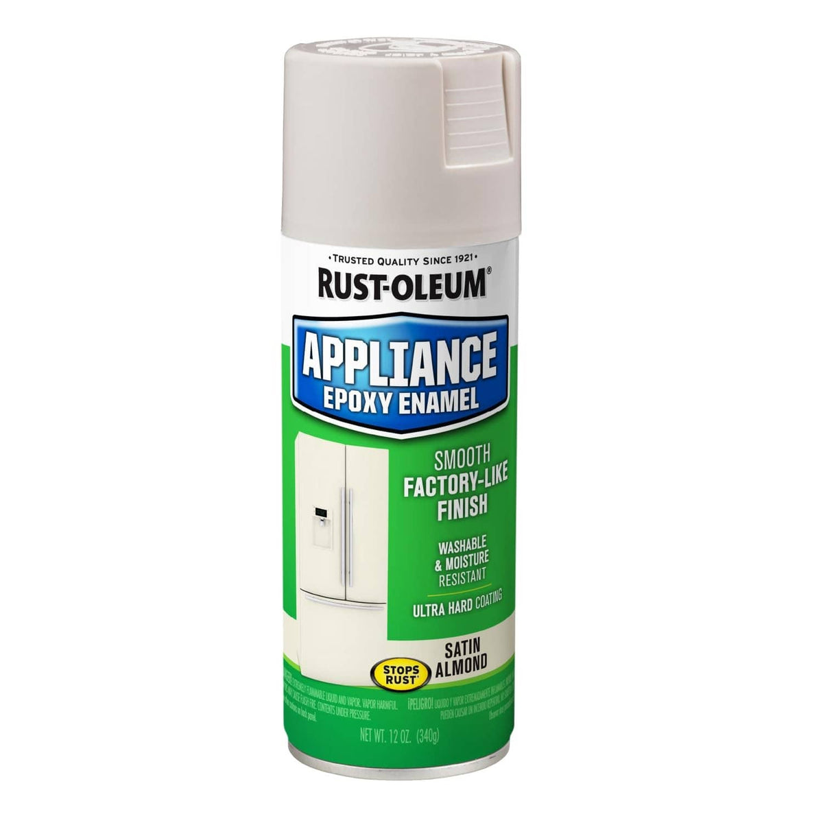 Rust-Oleum appliance epoxy enamel spray paint can, almond satin finish, 12 oz