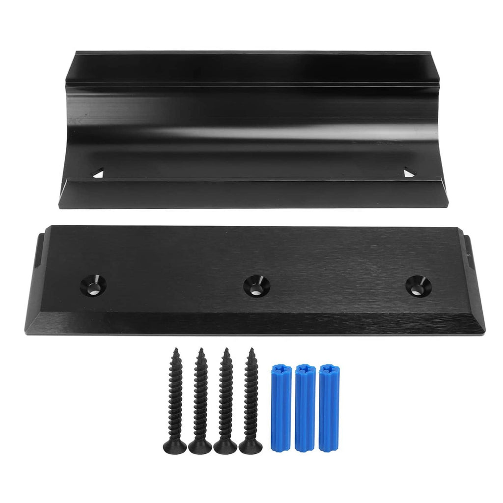 Black door lock barricade brace with mounting screws and blue plastic anchors
