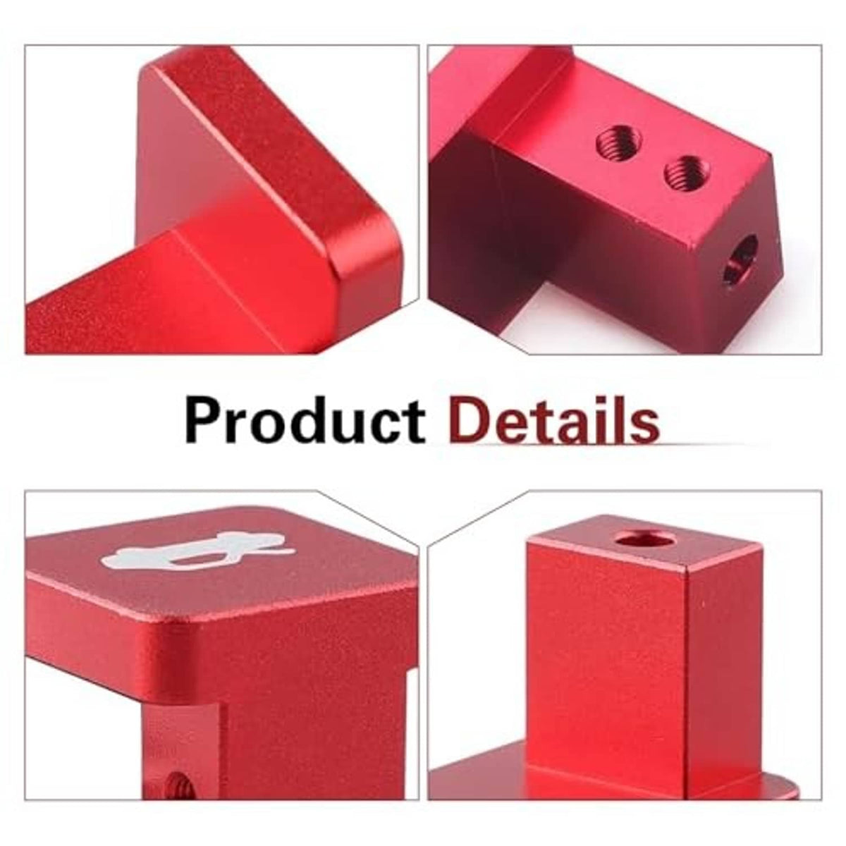 Red hood latch release handle close-ups of side angles and mounting holes