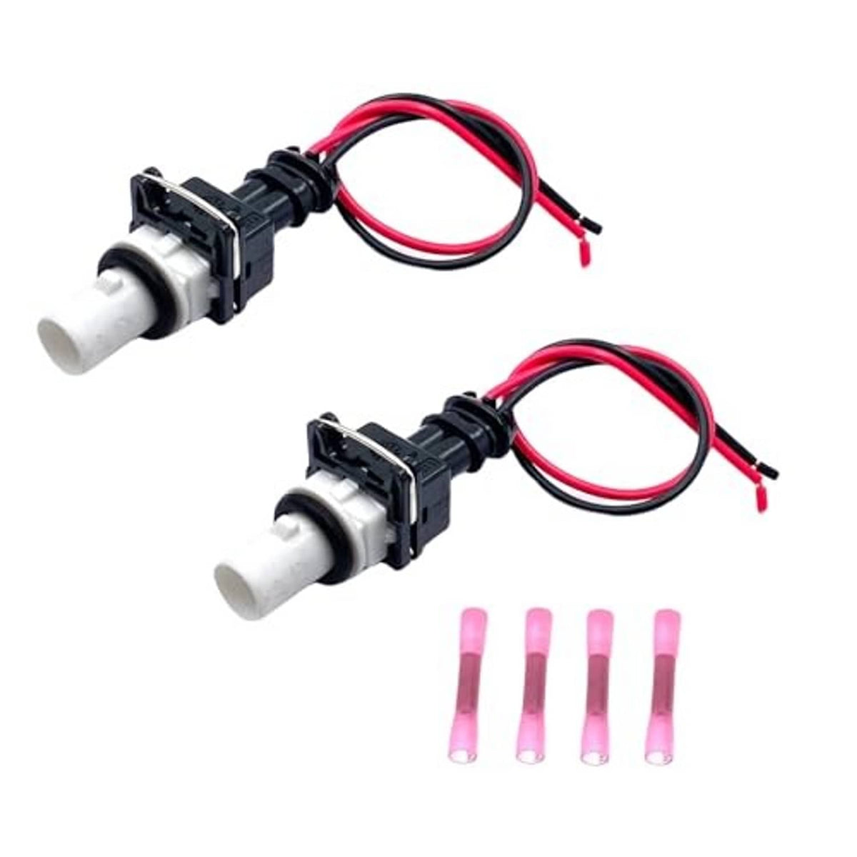 Side marker light socket connectors with red/black pigtail wires and pink wire caps
