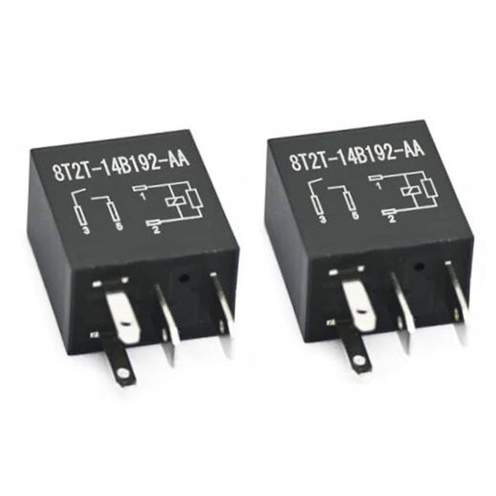 2-pack 4-pin multi-purpose relay, black housing with circuit diagram text