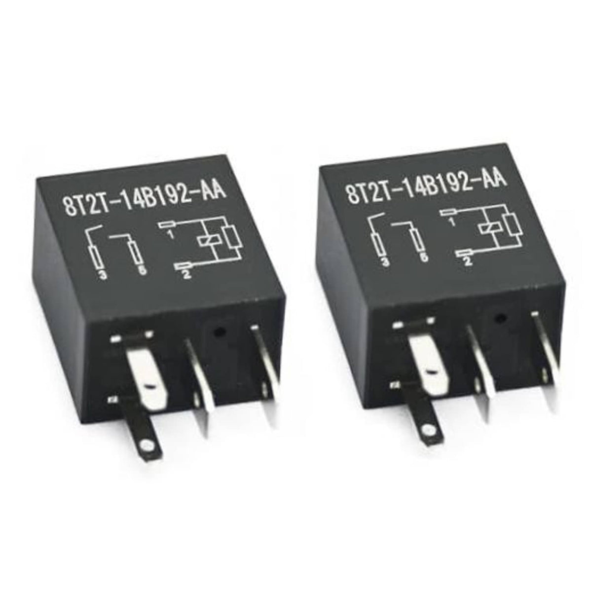 2-pack 4-pin multi-purpose relay, black housing with circuit diagram text