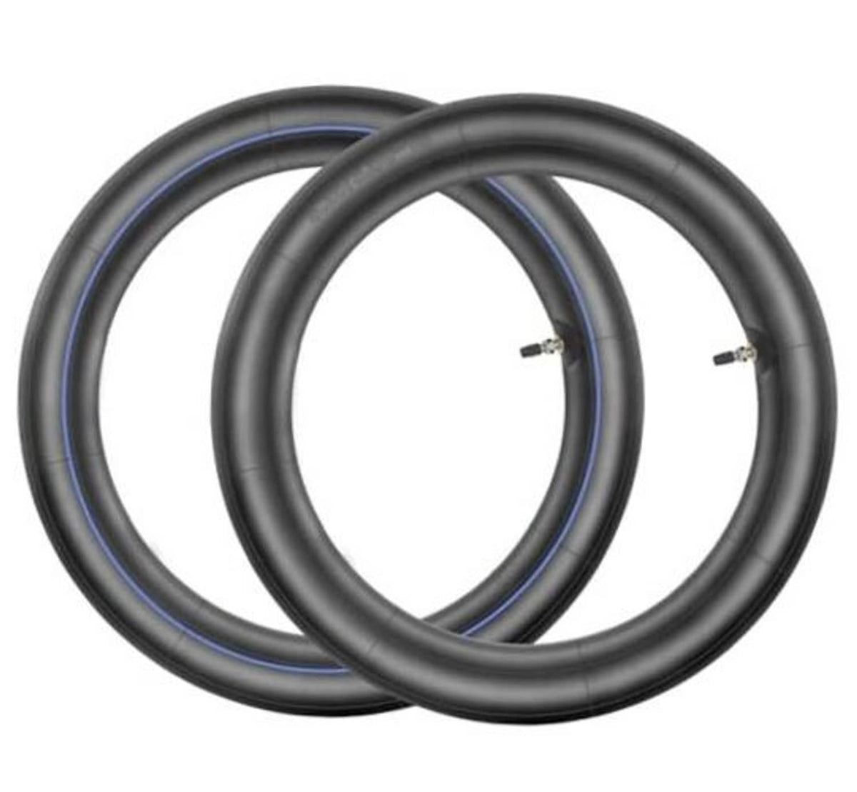 Pair of black butyl rubber inner tubes with straight TR4 valve stems