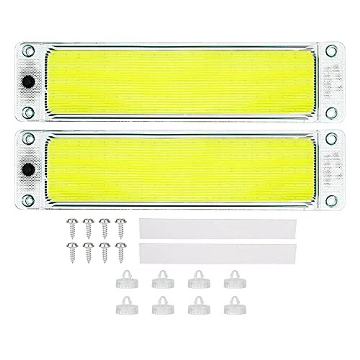 12-24V interior COB LED light bar set with two panels, screws and accessory plugs