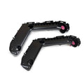 Front bumper bracket cover support mounts, black plastic with pink bushings, pair