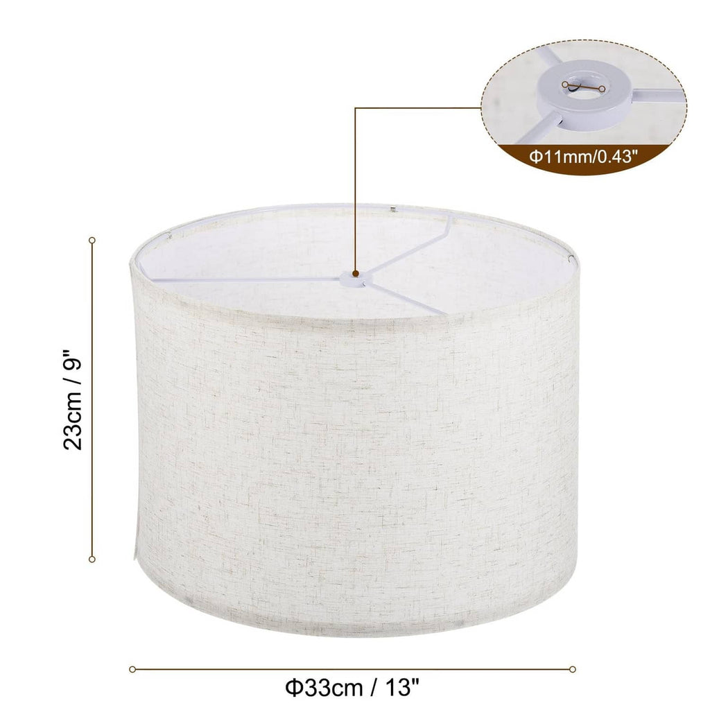 Beige linen round drum lamp shade, 13 in diameter with top socket fitting