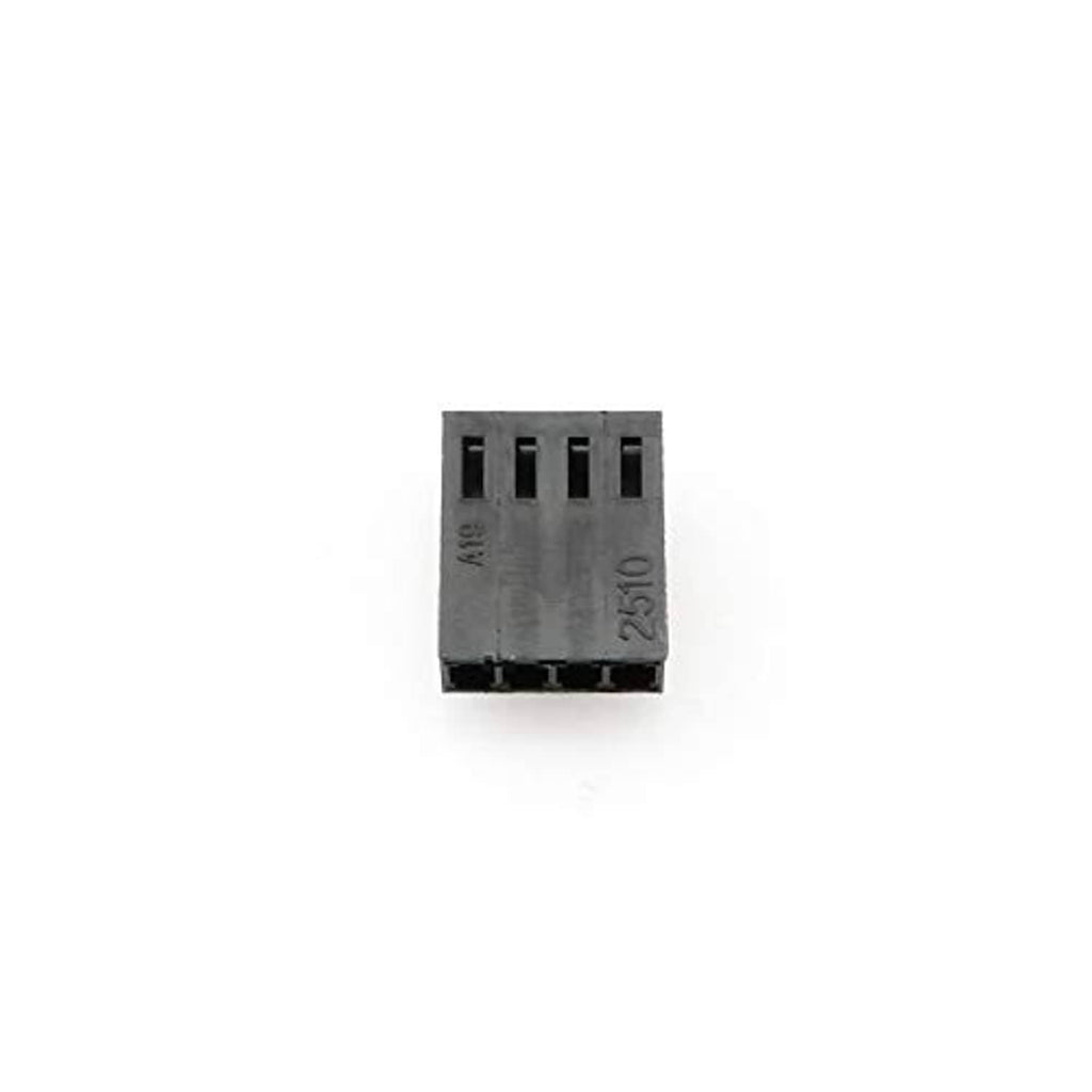 Black 4-pin plug interface with four socket holes, rear view