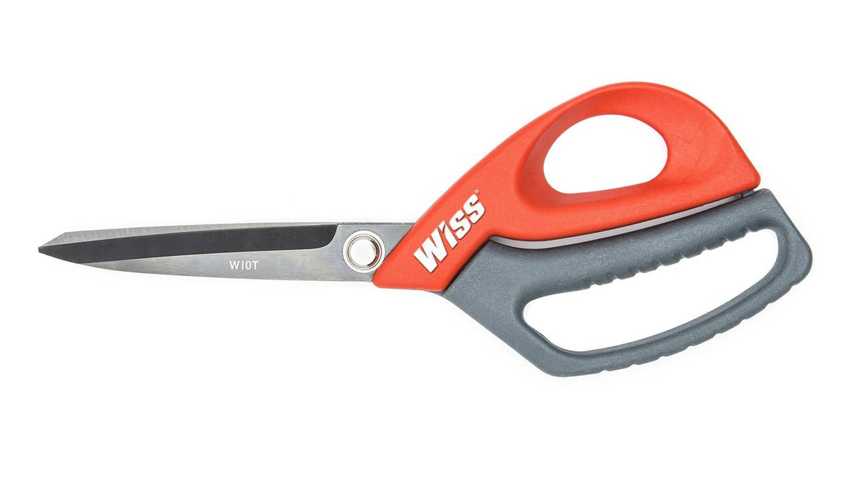 Wiss all-purpose scissors with titanium-coated blades, orange and gray handles