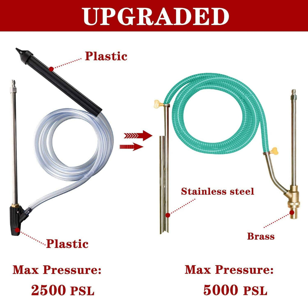 Upgraded sandblasting kit with green abrasive hose and brass plus stainless wand parts