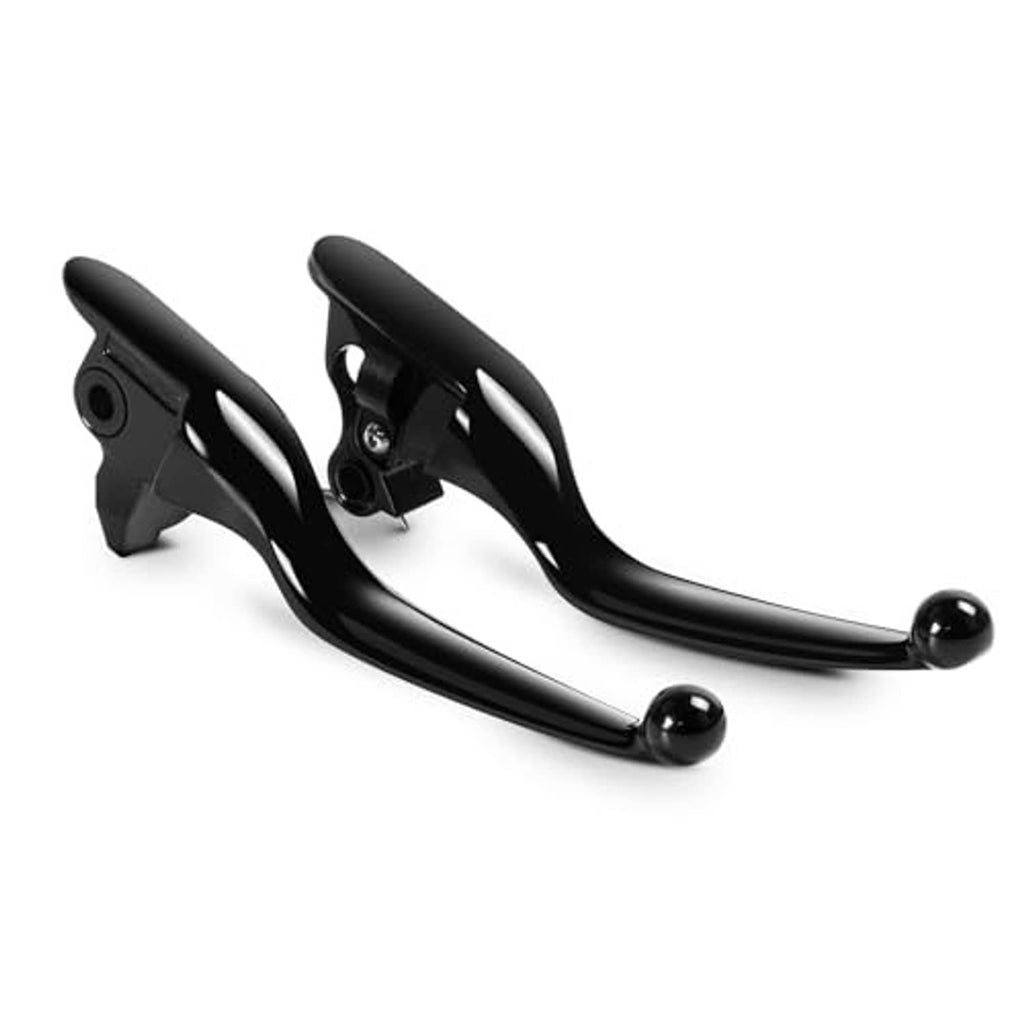 Black brake and clutch lever pair with curved grips and round ball end tips