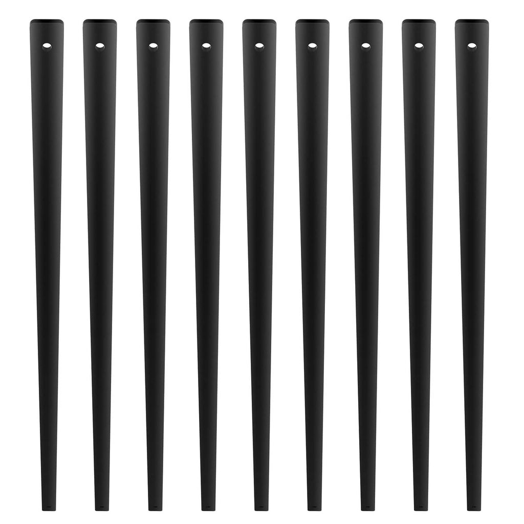 Set of matte black aluminum deck baluster spindles with mounting holes