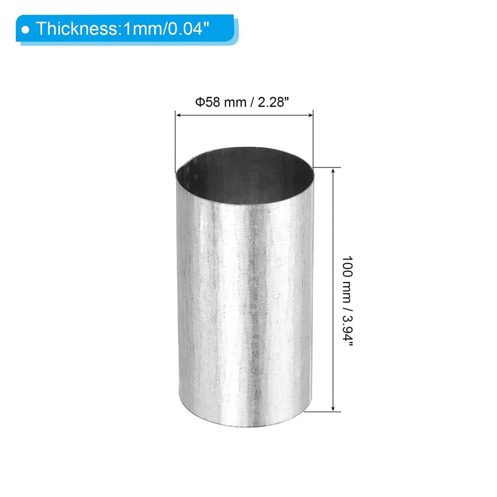 Silver galvanized duct connector sleeve, 2.4 in diameter, smooth metal tube