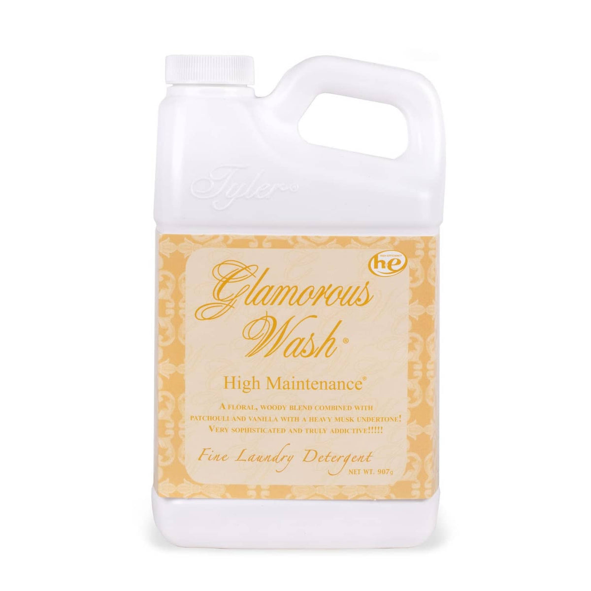 Laundry detergent bottle with Glamour Wash label, beige, 32 fl oz
