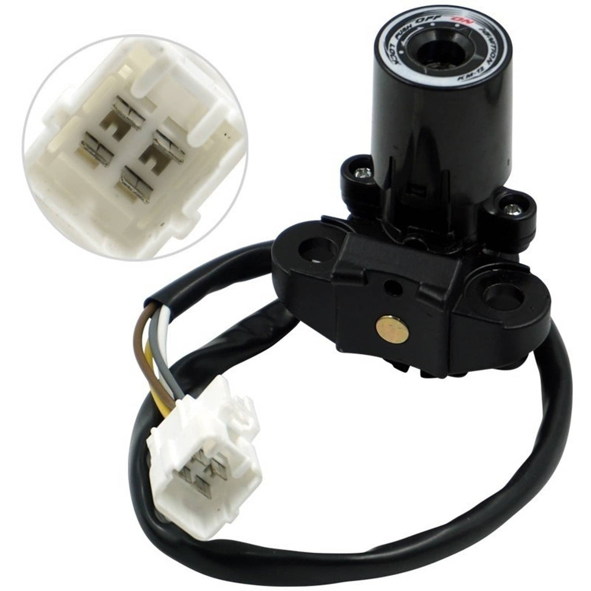 Ignition switch lock set with black cylinder and white wiring connectors