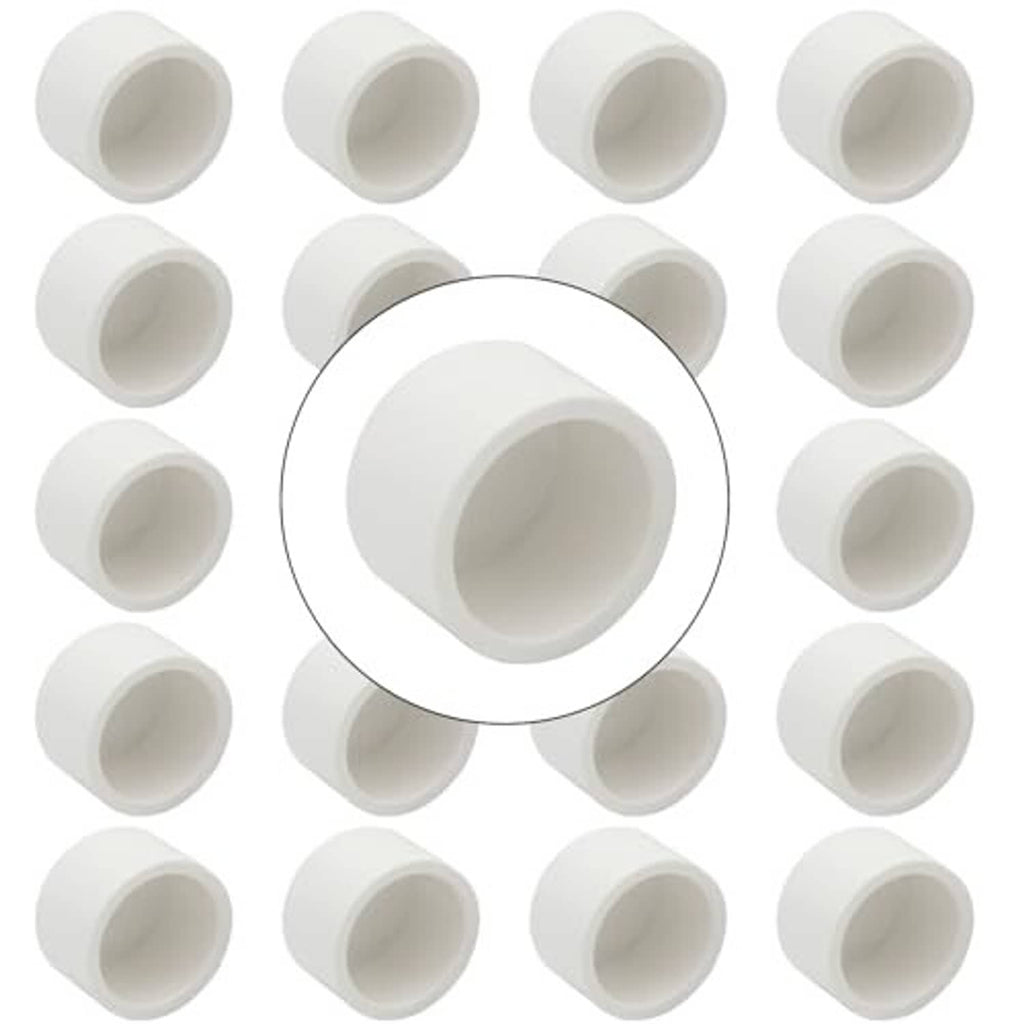 White PVC pipe end caps bundle, cylindrical slip-on socket adapter fittings