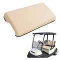 Beige front golf cart seat bottom cushion assembly with contoured edge and black trim