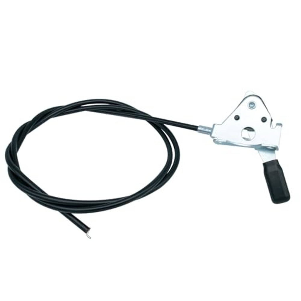 Throttle control cable with silver lever plate and black handle grip, coiled wire