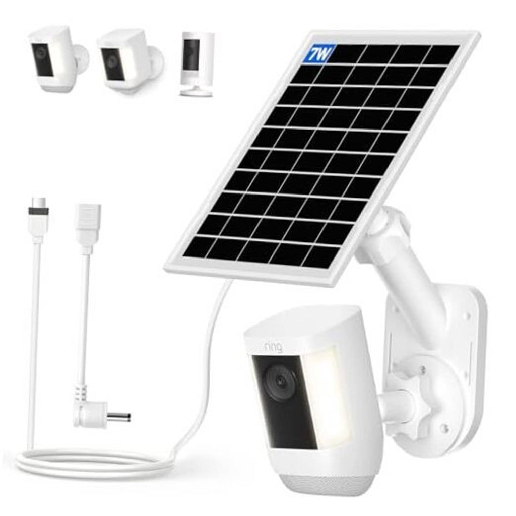 7W solar panel charger with wall mount for Ring outdoor camera, cable included
