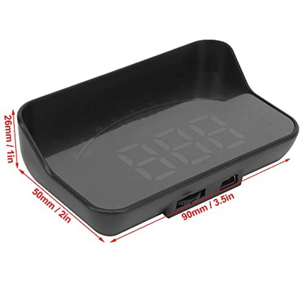 Black HUD projector base with curved top, gray screen lens, and side ports