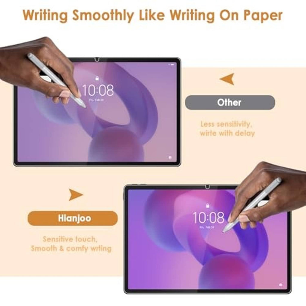 Screen protector for a 12.1-inch tablet, clear film with writing on display