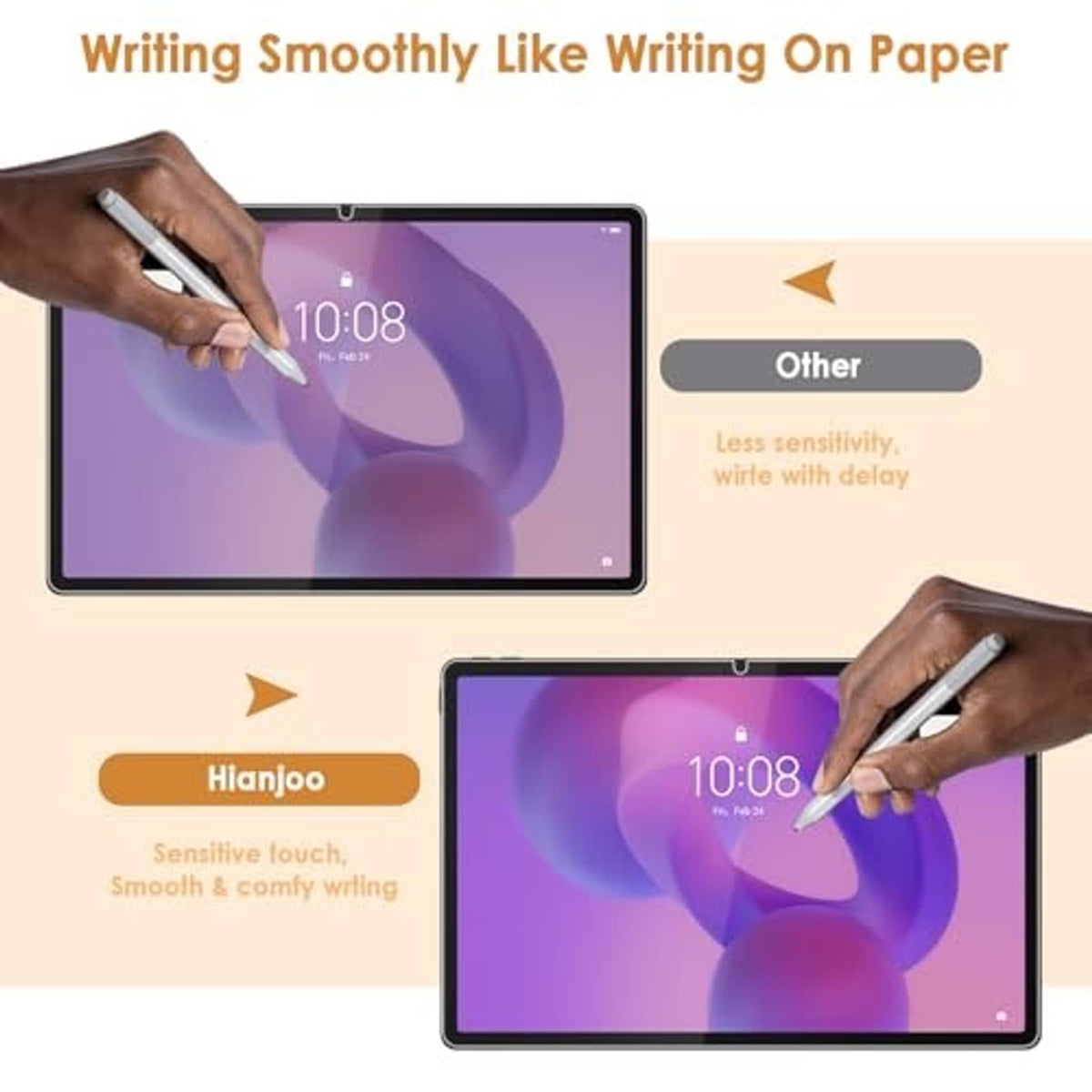 Screen protector for a 12.1-inch tablet, clear film with writing on display