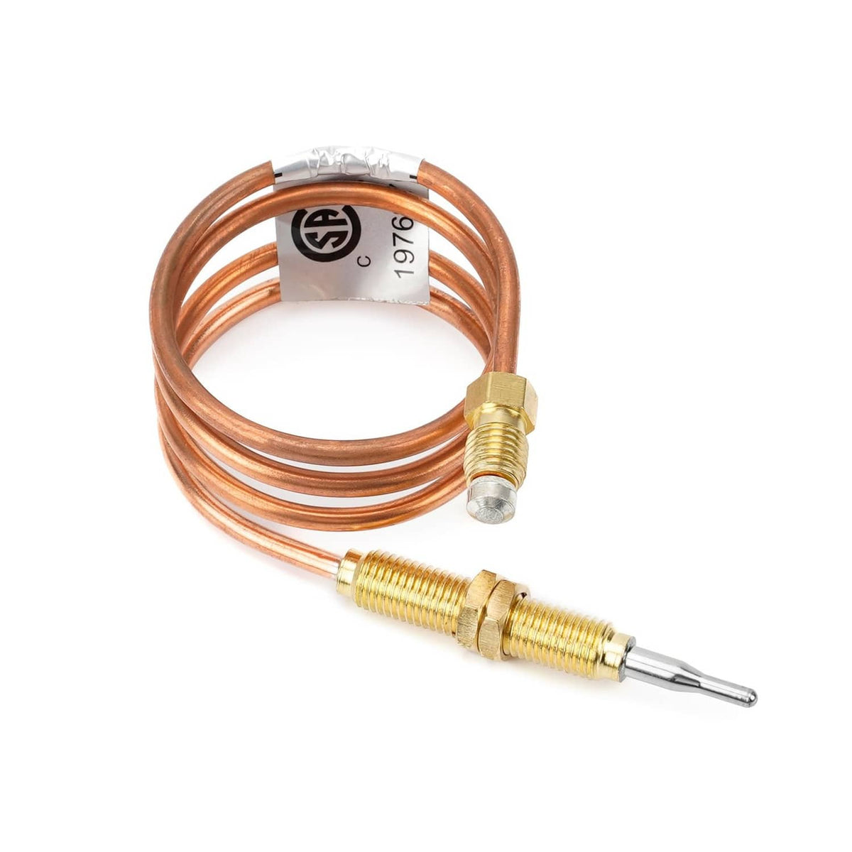Copper thermocouple lead with brass connector and metal probe, temperature sensor