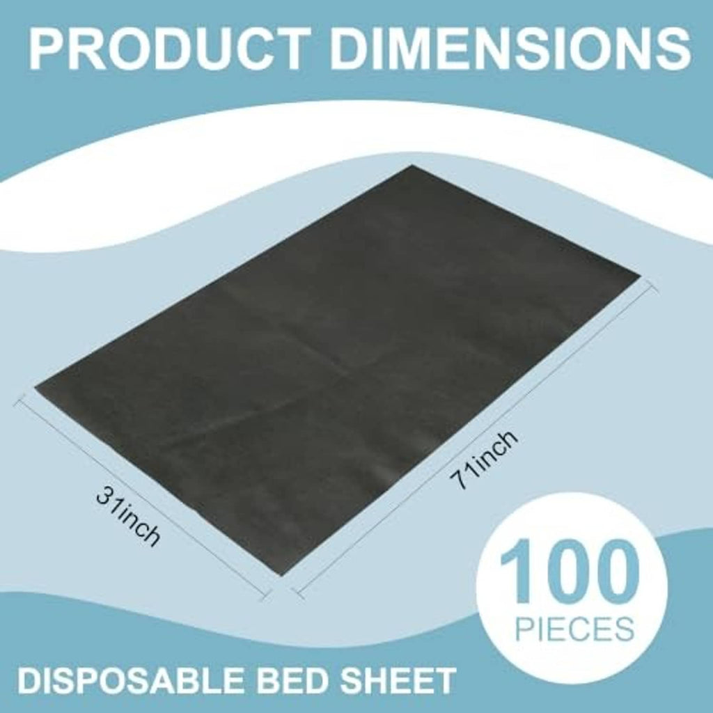 Black non-woven disposable sheets, 31 x 71 in, 100 pcs (flat size view)