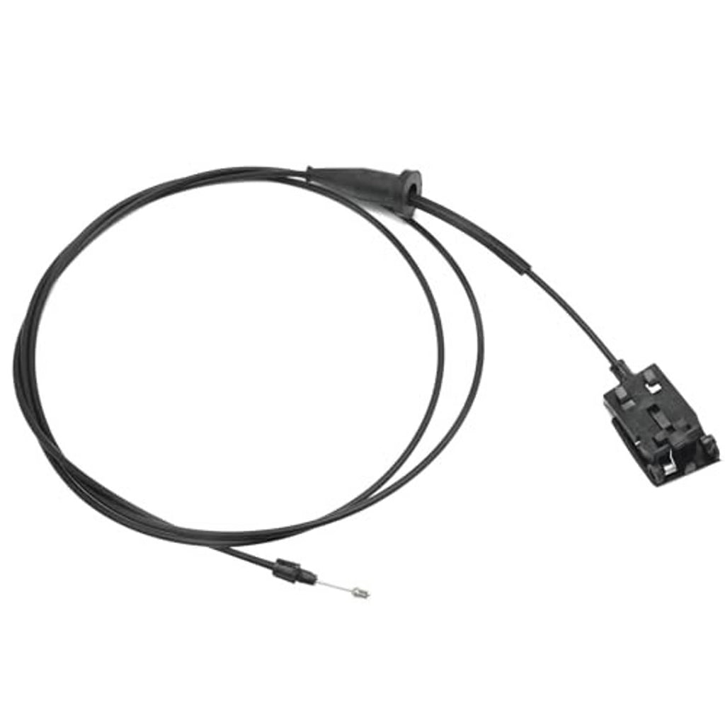 Hood latch release cable with black latch connector and crimped metal tip
