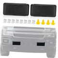 Set of two dark front bumper guard pad covers with mounting clips and yellow tabs