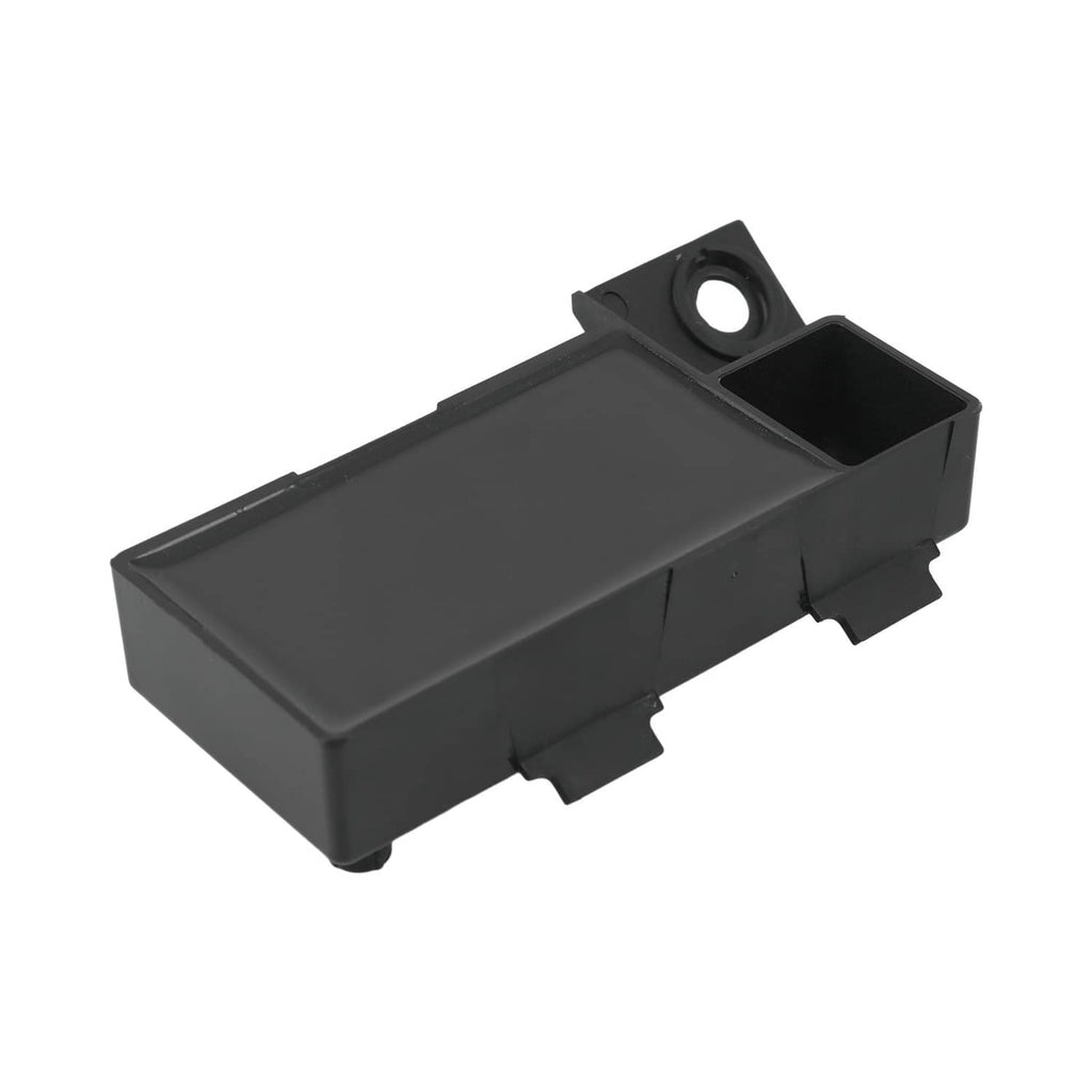 Black electronic control unit module with mounting hole and connector bay