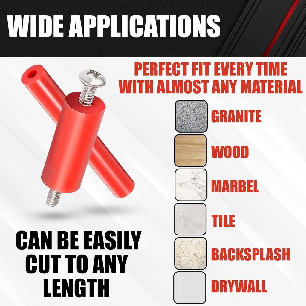 Outlet extender spacers with screws for many surfaces like granite, wood, tile, drywall
