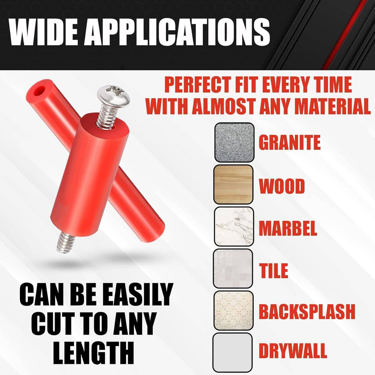 Outlet extender spacers with screws for many surfaces like granite, wood, tile, drywall