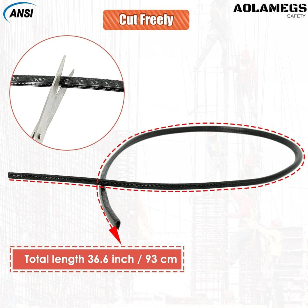 Black full brim hard hat guard length diagram, 36.6 in (93 cm)