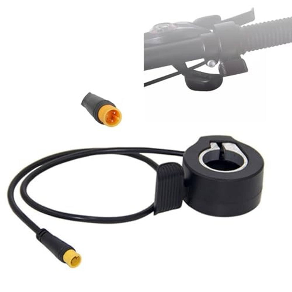 Black throttle module with coiled cable, plug end and yellow connector