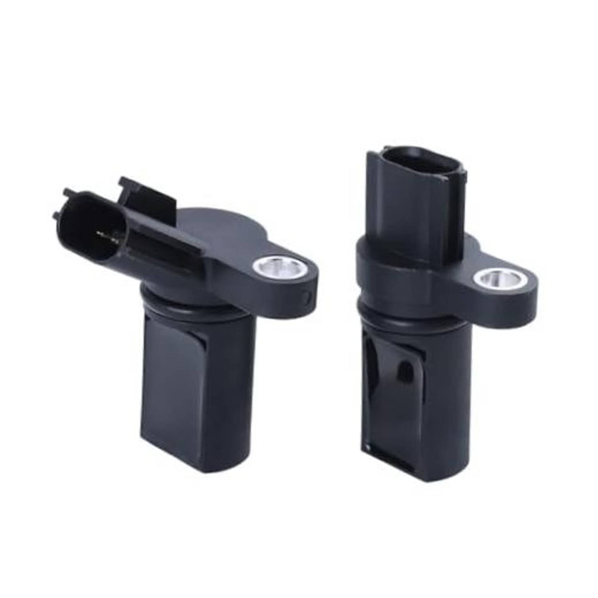 Pair of black camshaft position sensors (left and right) with connector plugs