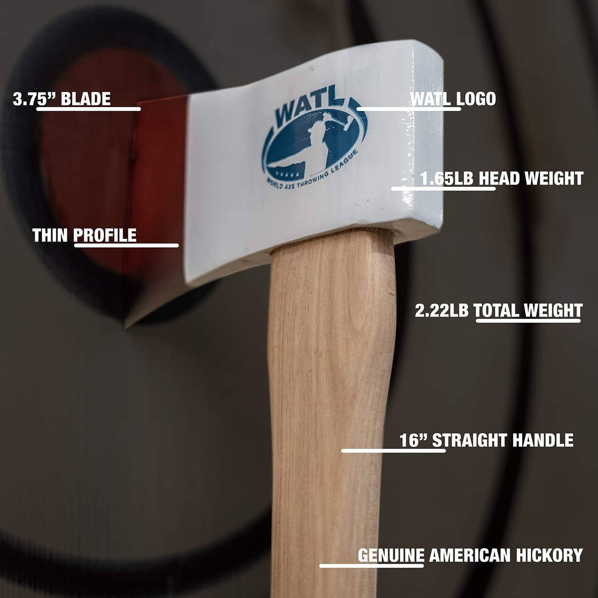 WATL competition axe: 3.75in blade, 2.22lb total, 16in hickory handle