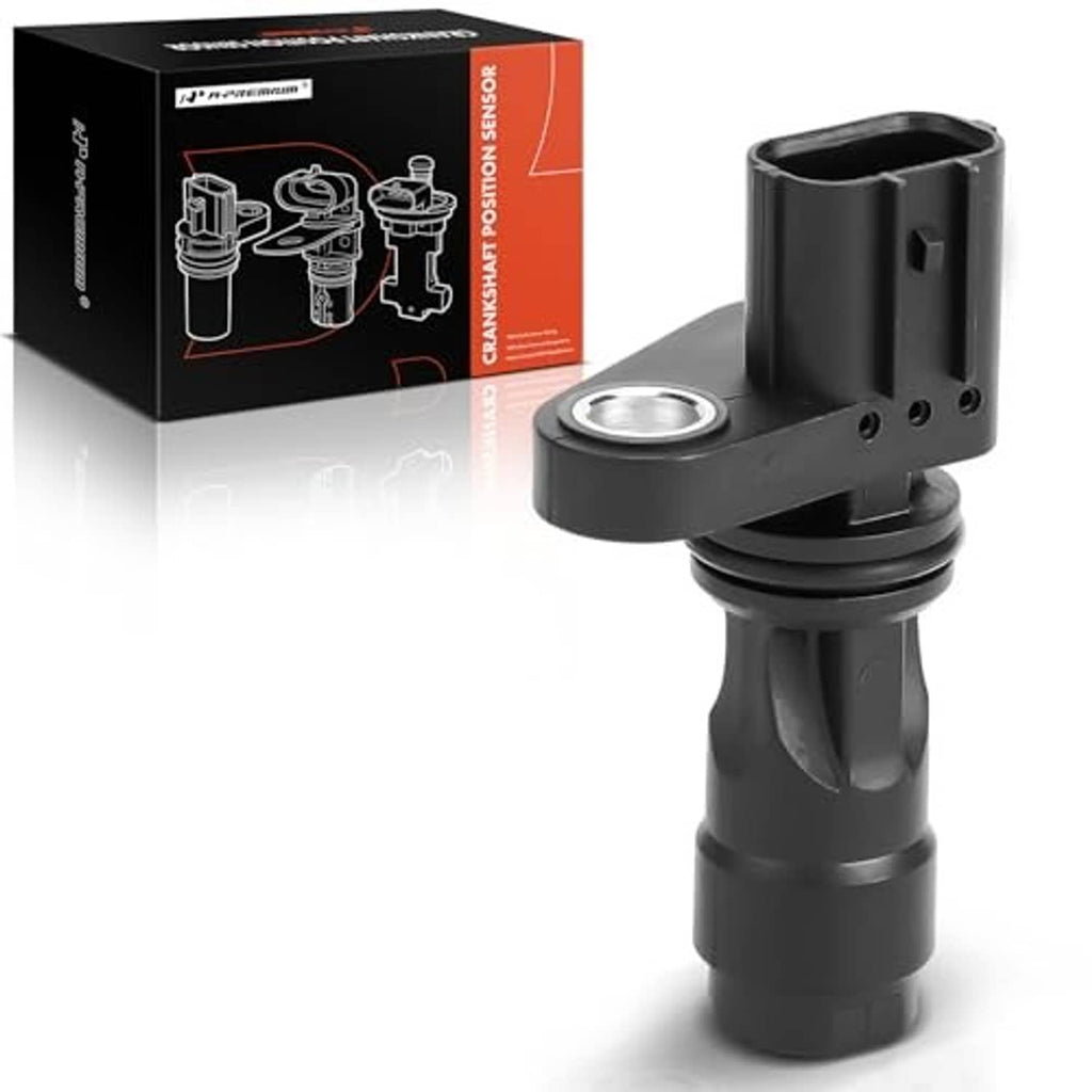 Crankshaft position sensor with black connector, mounting ring, and product box