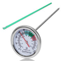 Waterproof 5-inch soil thermometer with stainless steel probe and round dial, green stem