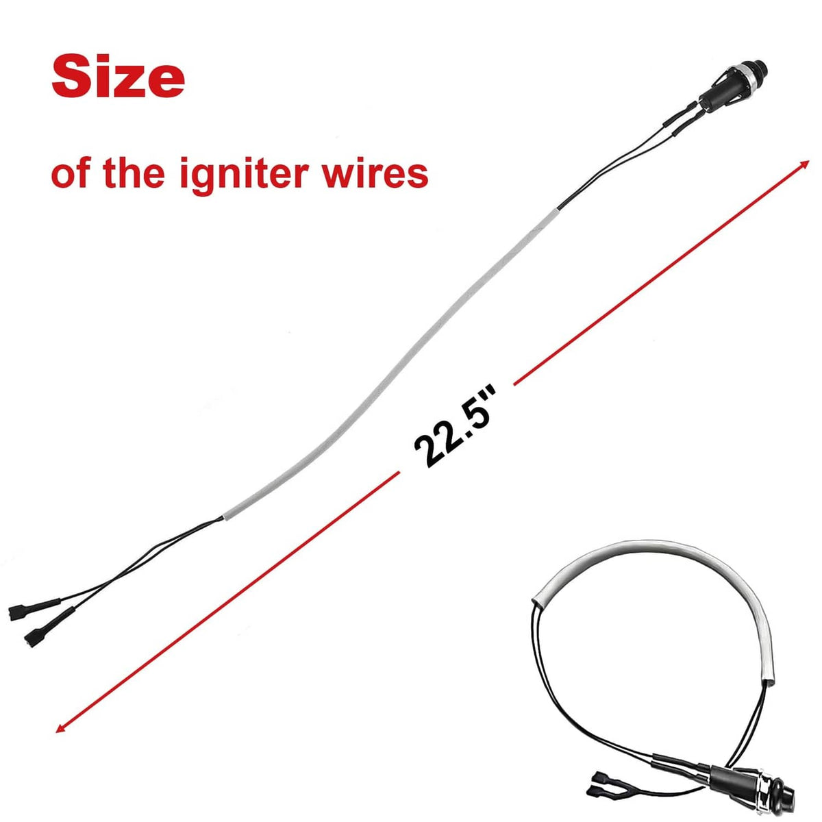 Grill igniter wires length 22.5 in with electrode lead and black connector cable