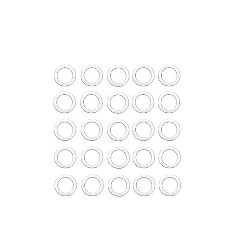 Oil drain plug crush washers: small round metal rings arranged in a grid