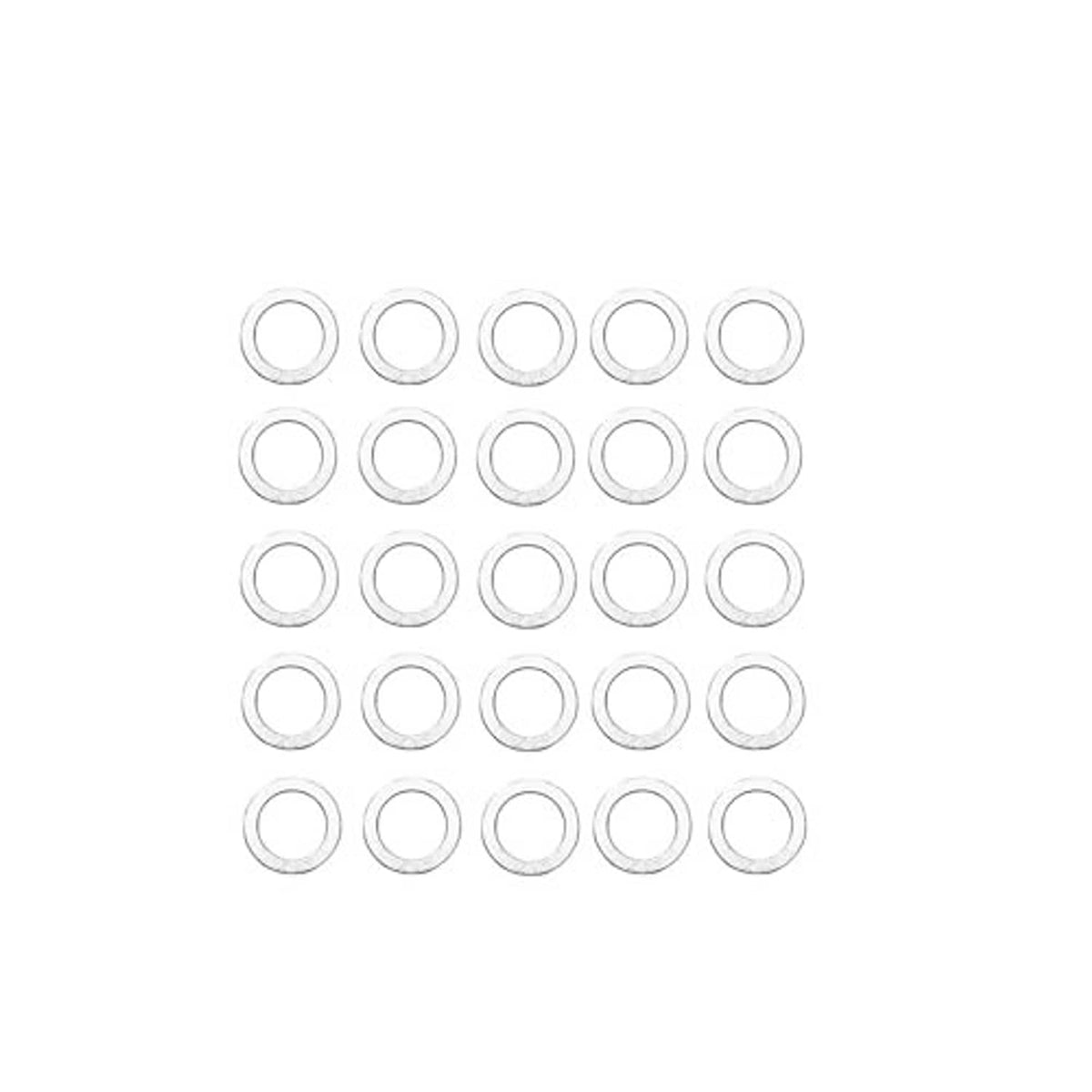 Oil drain plug crush washers: small round metal rings arranged in a grid