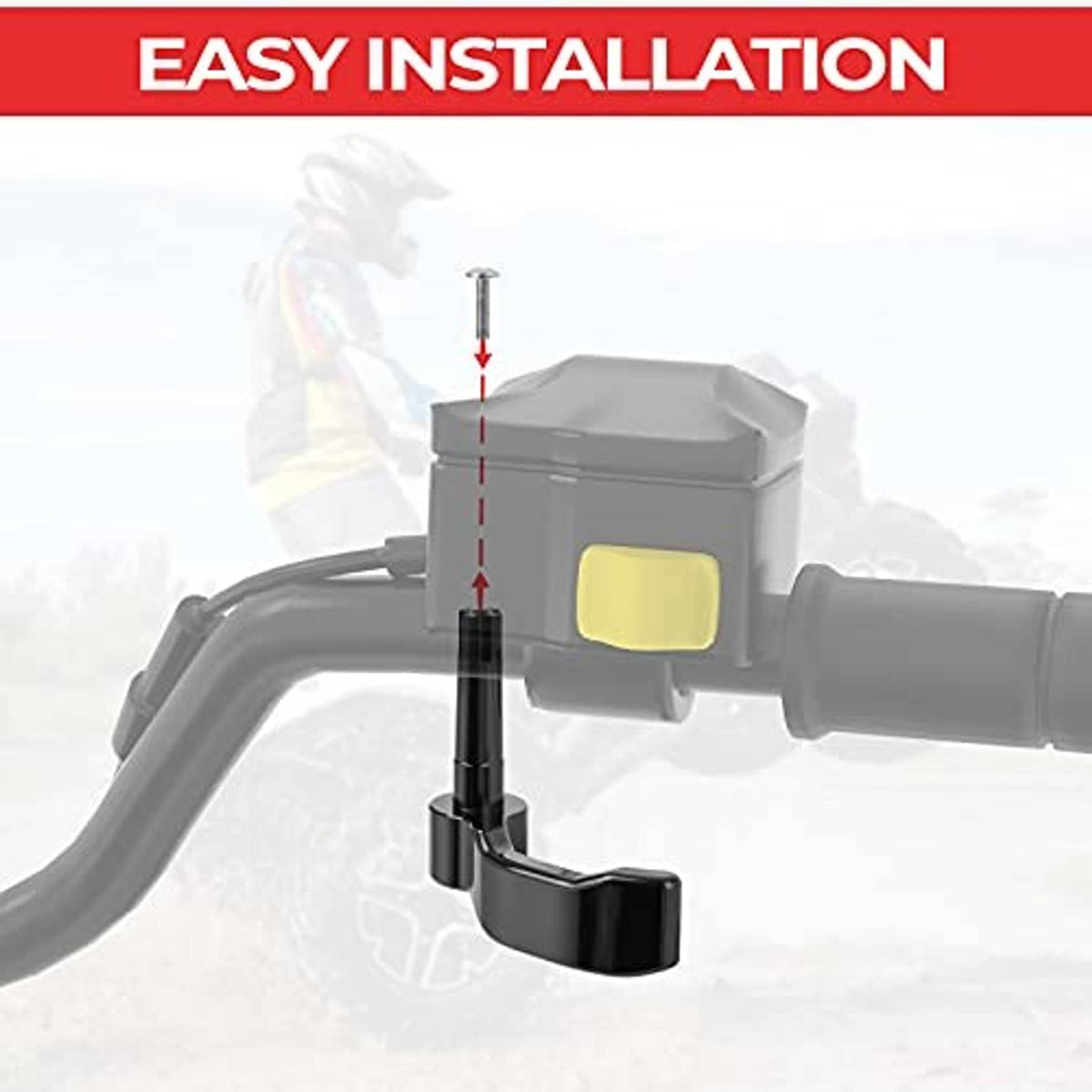 Black thumb throttle lever mounted near handlebar yellow switch