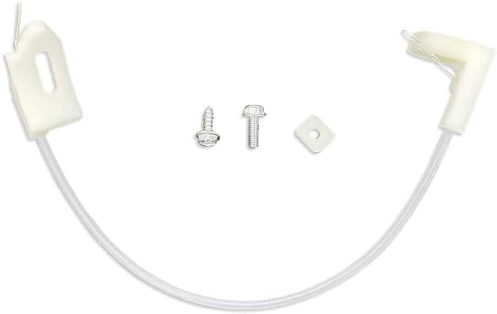 Gear shift indicator cable with two white connector ends and included metal bolts and clip