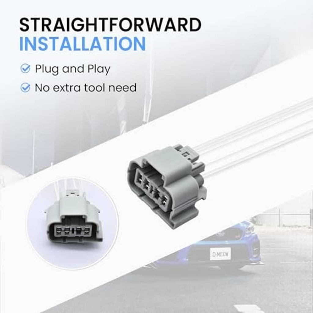 Headlight connector pigtail harness with gray plug and long white wire leads