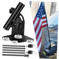 Magnetic RV flag pole holder with base, hardware, and multiple pole sections