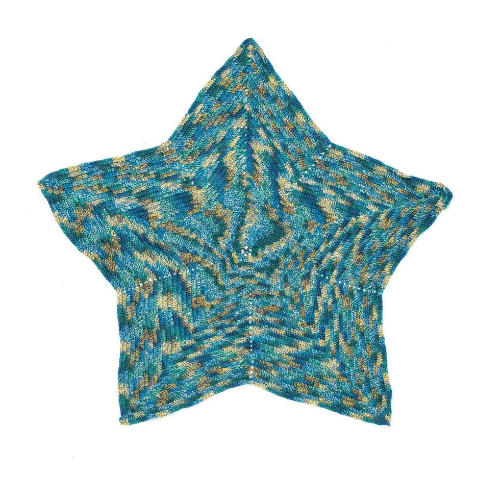 Teal speckled star-shaped knit baby blanket