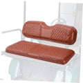 Brown diamond-pattern PU rear seat covers with stitched edges for golf carts